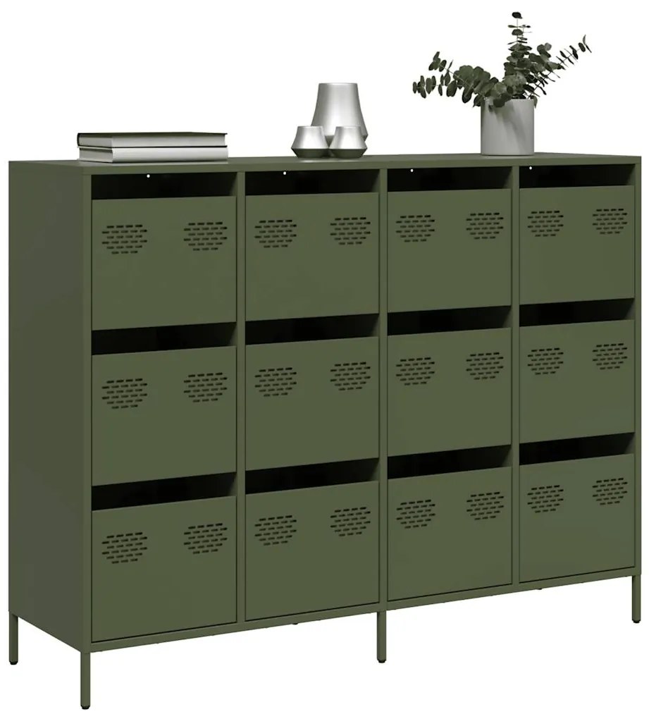 Aparador 135x39x103,5 cm aço laminado a frio verde-azeitona