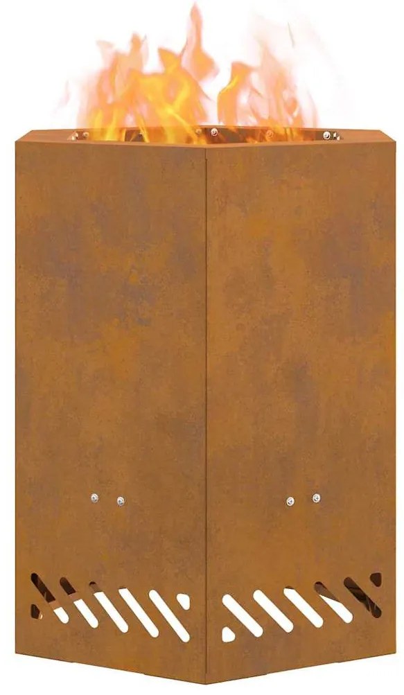 Fogueira Sem Fumaça Hexagonal 38x38x51 cm Aço Resistente às Intempérie