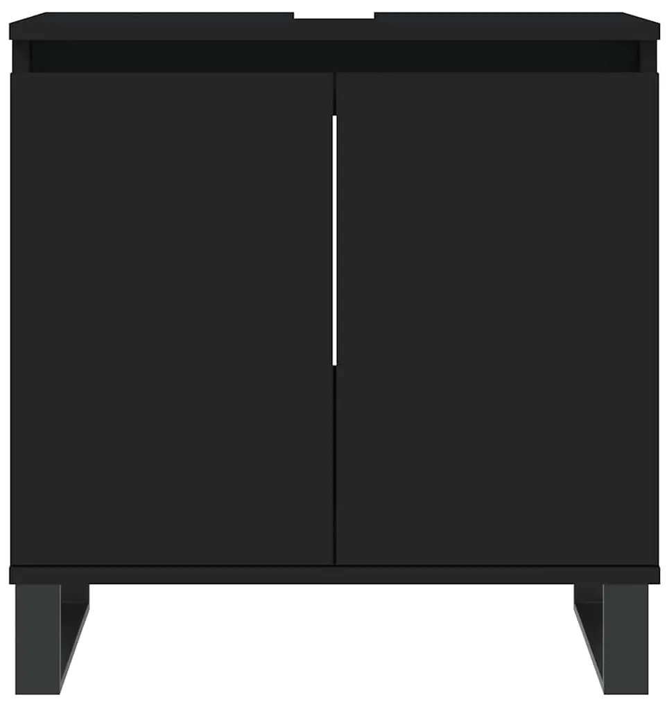 Armário de casa de banho 58x33x60 cm derivados de madeira preto