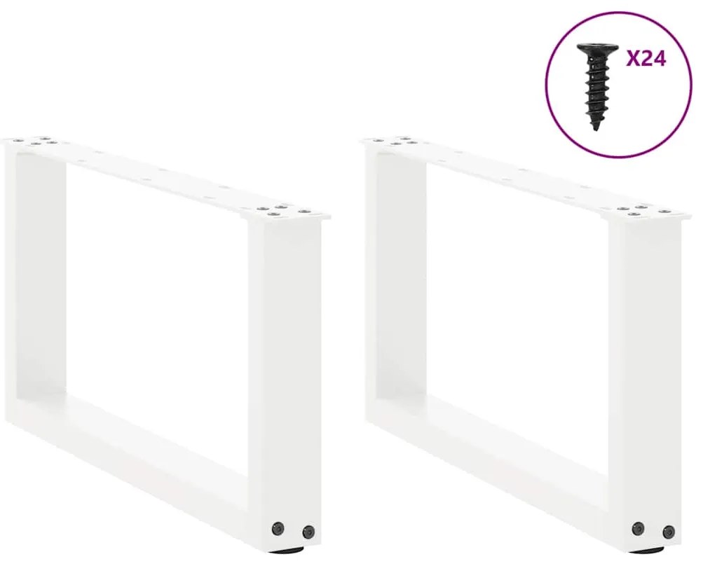 Pés para mesa de centro em formato de U, 2 peças, branco, 60x(30-31) c
