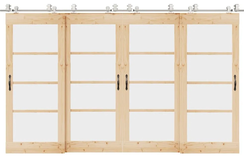 Kit ferragens p/ porta deslizante 366cm aço inoxidável prateado