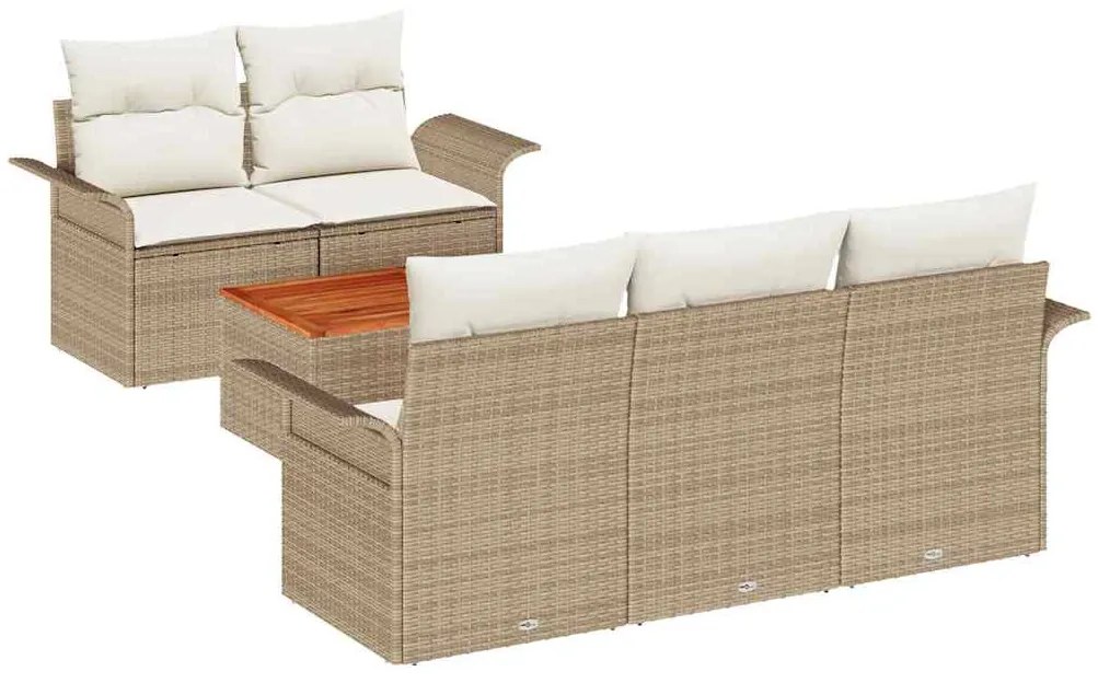 Conjunto de Sofá de Jardim com 6 peças e Almofadas Bege em Rattan Sint