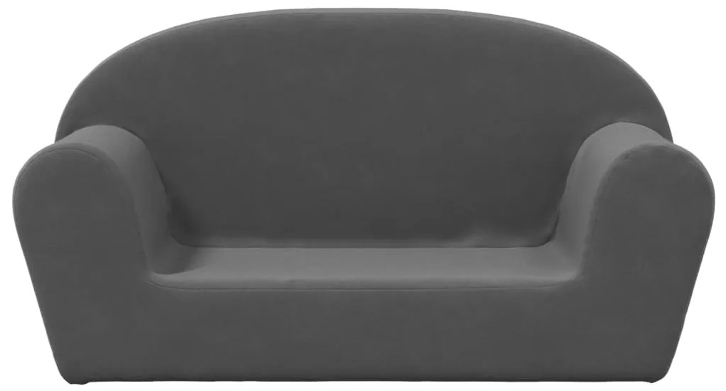 Sofá infantil de 2 lugares pelúcia macia antracite