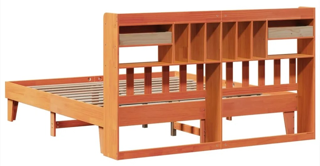 Cama sem colchão 200x200 cm pinho maciço castanho-mel
