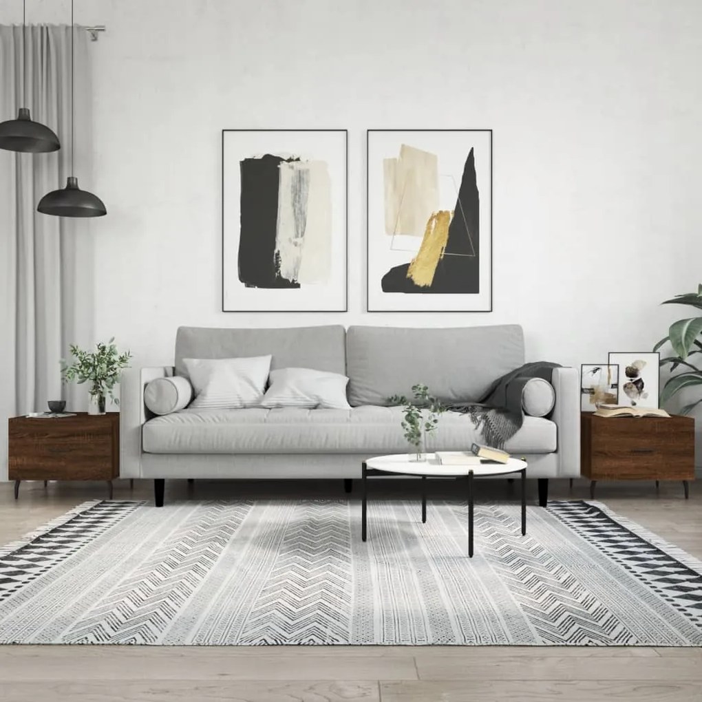829443 vidaXL Mesa centro 2 pcs 50x50x40 cm madeira proc. carvalho castanho