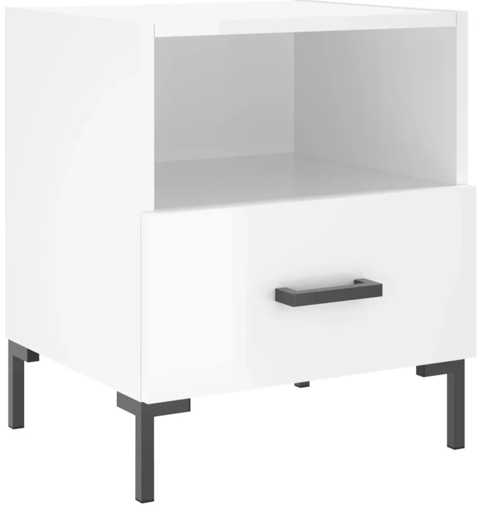 Mesas de cabeceira 2pcs derivados de madeira branco brilhante