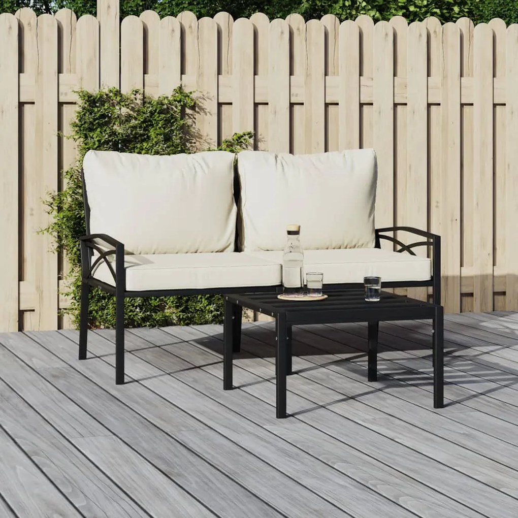 vidaXL Cadeiras de jardim c/ almofadões cor areia 2 pcs 62x75x79cm aço