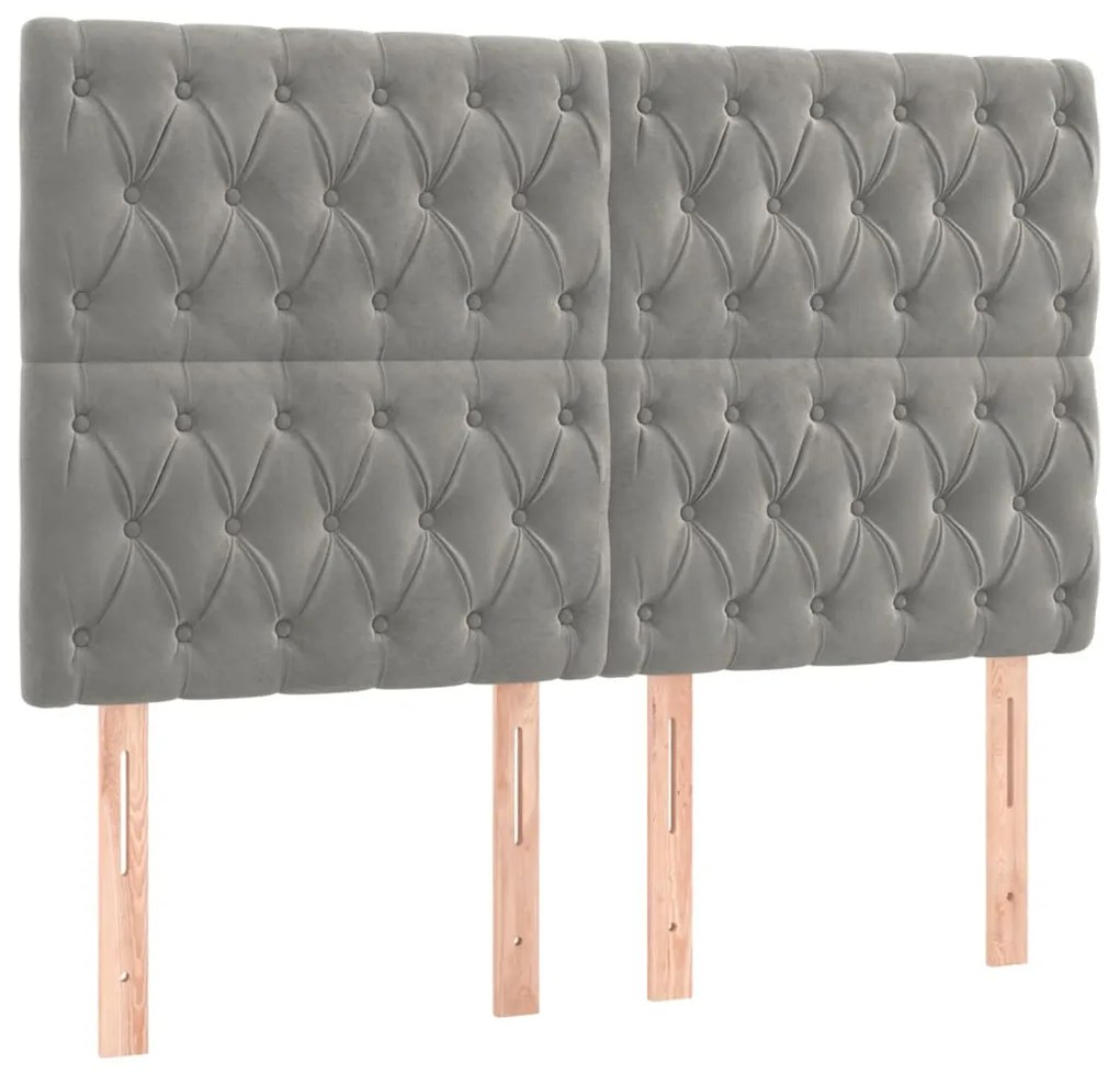 Estrutura de cama sem colchão 160x200 cm veludo cinzento-claro