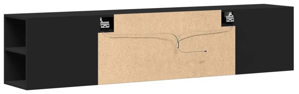 Móvel de parede para TV com luzes LED 180x31x39,5 cm preto