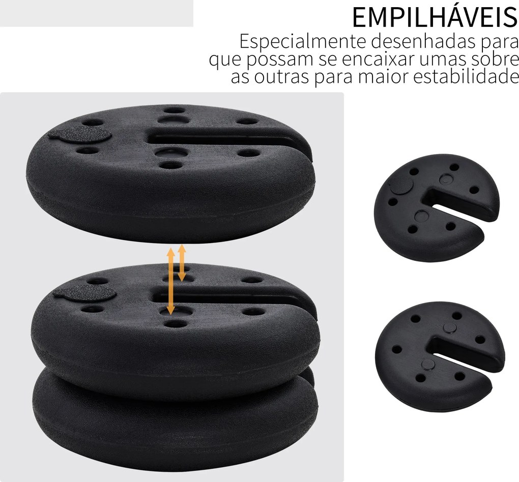 Conjunto de 4 Pesos para Pérgola Recarregável Água Areia Cimento Base
