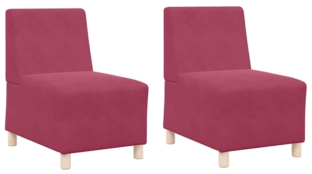 Cadeiras de Sofá 2 pcs vermelho tinto 55 x 74 x 82 cm Veludo