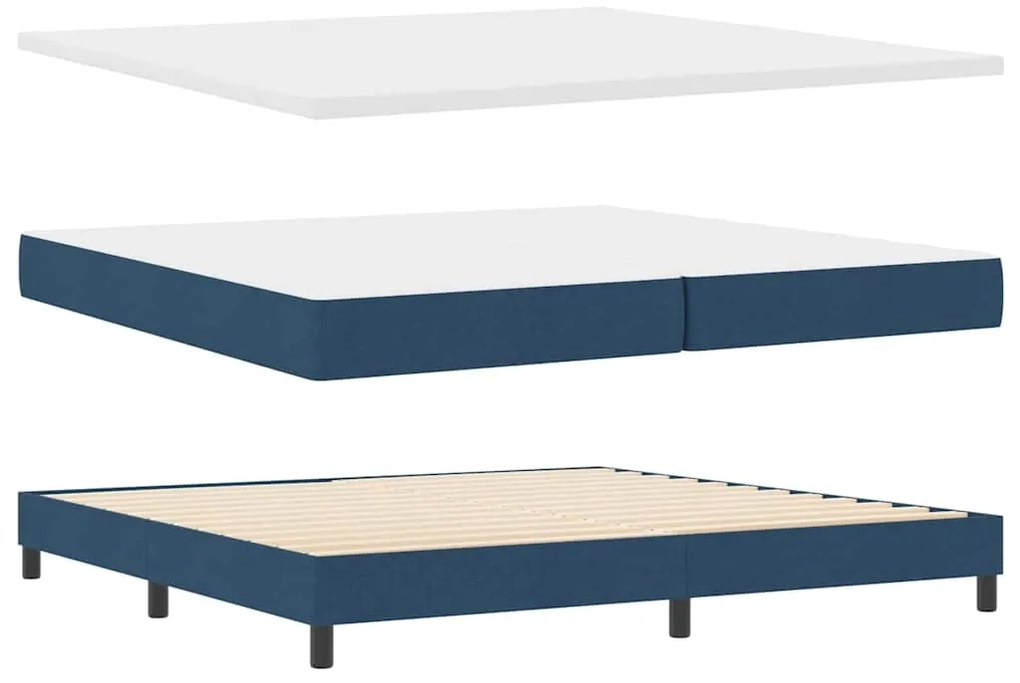 Cama Box Spring com Colchão Azul 200x200 cm Tecido