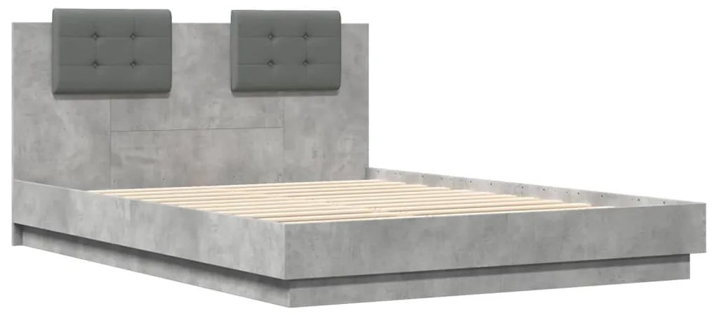 Estrutura de cama c/ cabeceira derivados madeira cinza-cimento