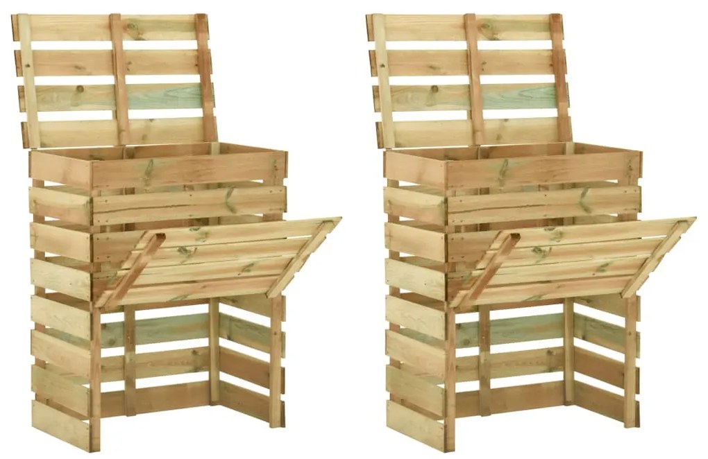 Caixa de compostagem ripada 2 pcs 80x50x100cm pinho impregnado