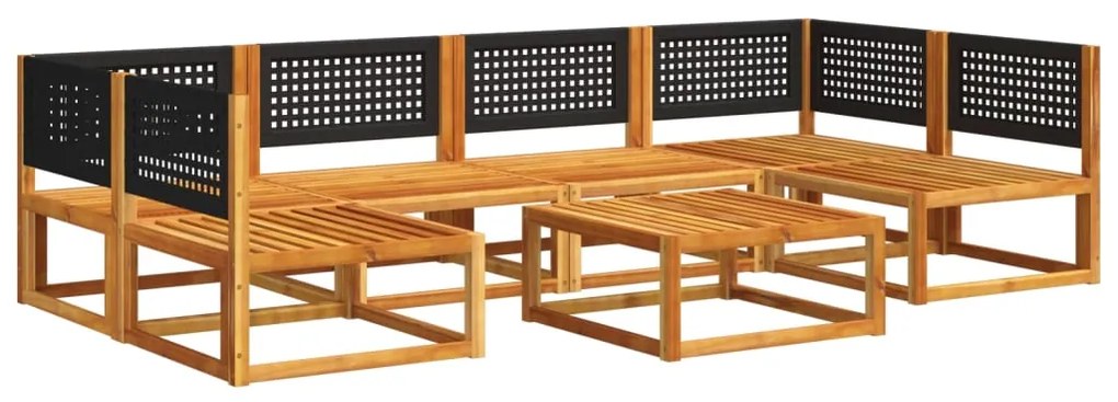 7 pcs conjunto sofás jardim c/almofadões madeira maciça acácia