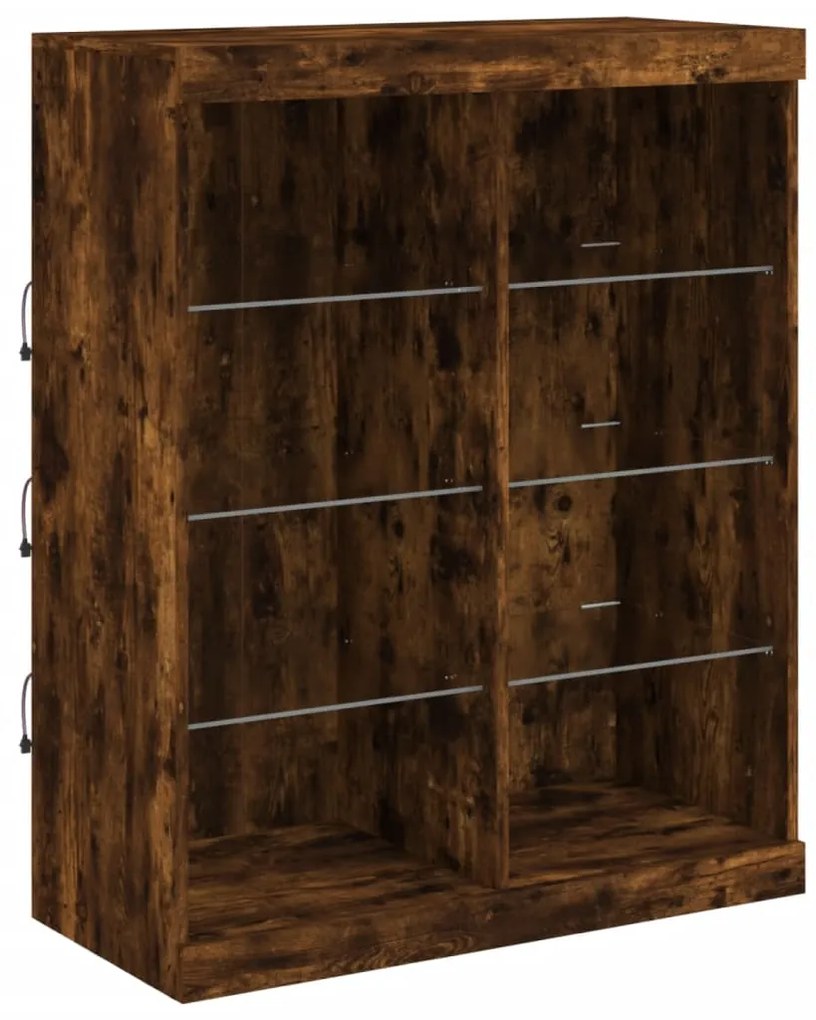 Aparador com luzes LED 202x37x100 cm carvalho fumado