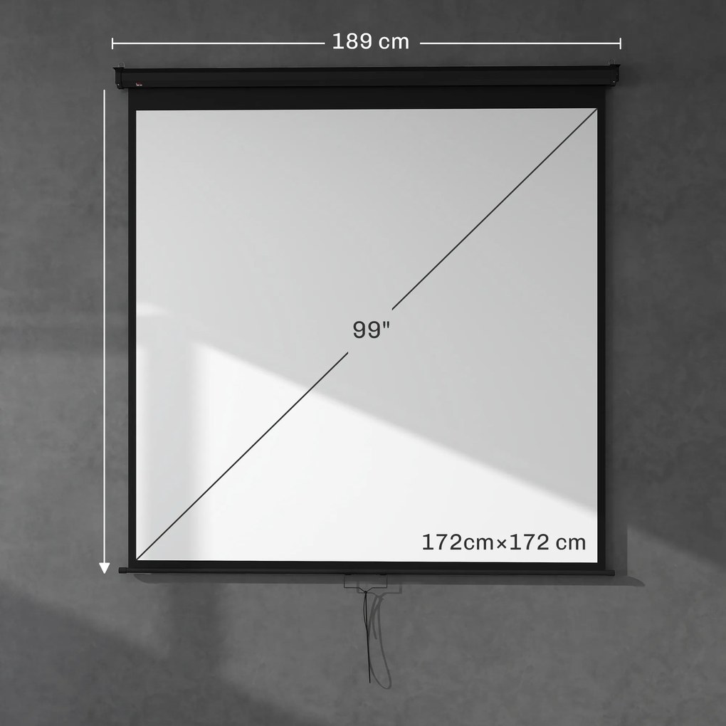 Ecrã de projeção para TV e cinema em casa de 99 polegadas, projetor de vídeo 1:1 4K HD, 178 cm x 178 cm