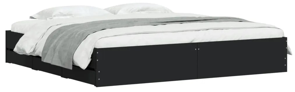 Estrutura de cama c/ gavetas 160x200 cm derivados madeira preto