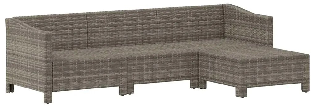 4 pcs conjunto lounge de jardim c/ almofadões vime PE cinzento