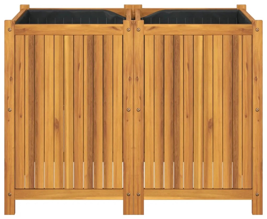 Vaso/floreira de jardim com forro 100x50x75 cm acácia maciça