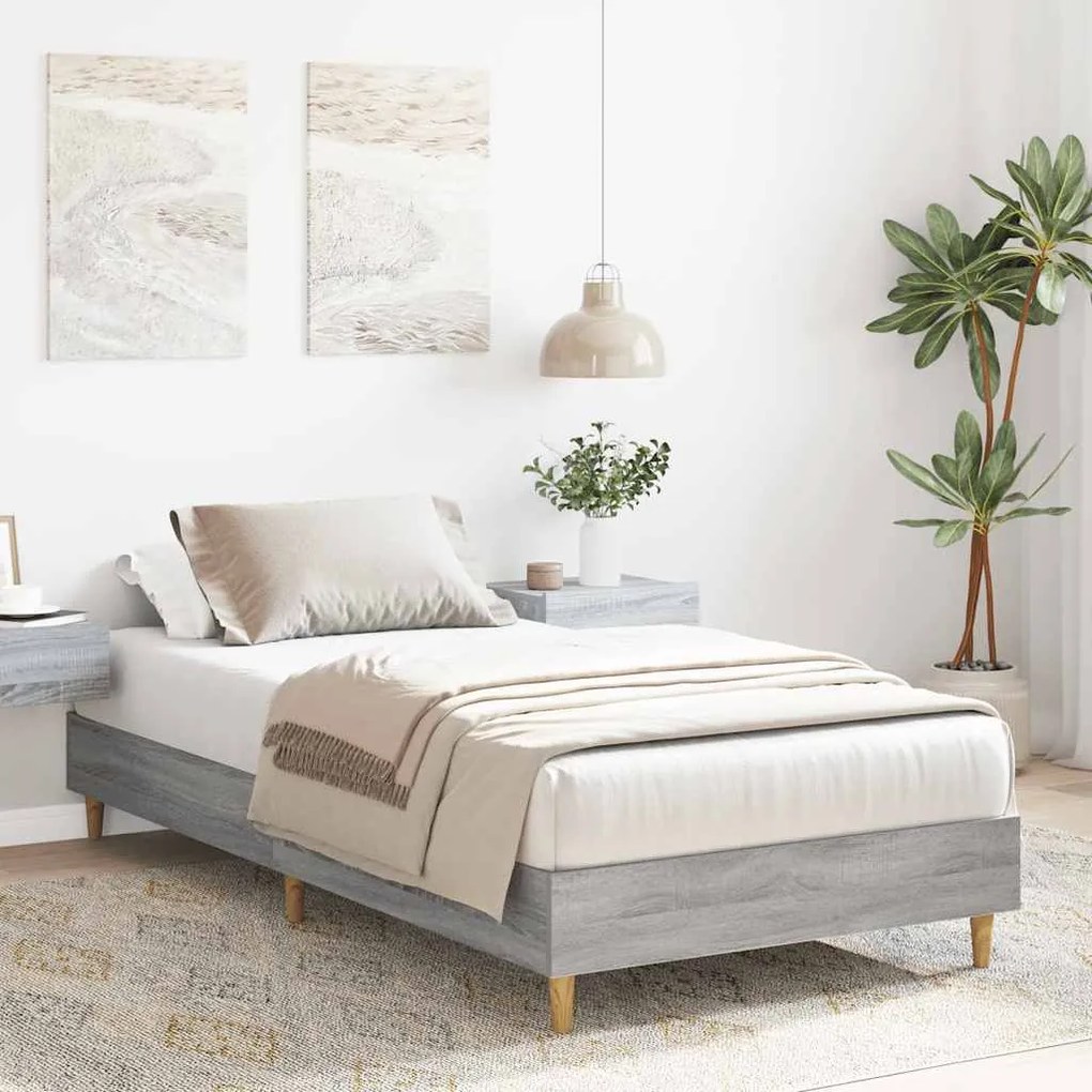 Estrutura cama s/ colchão 100x200 cm cinzento sonoma