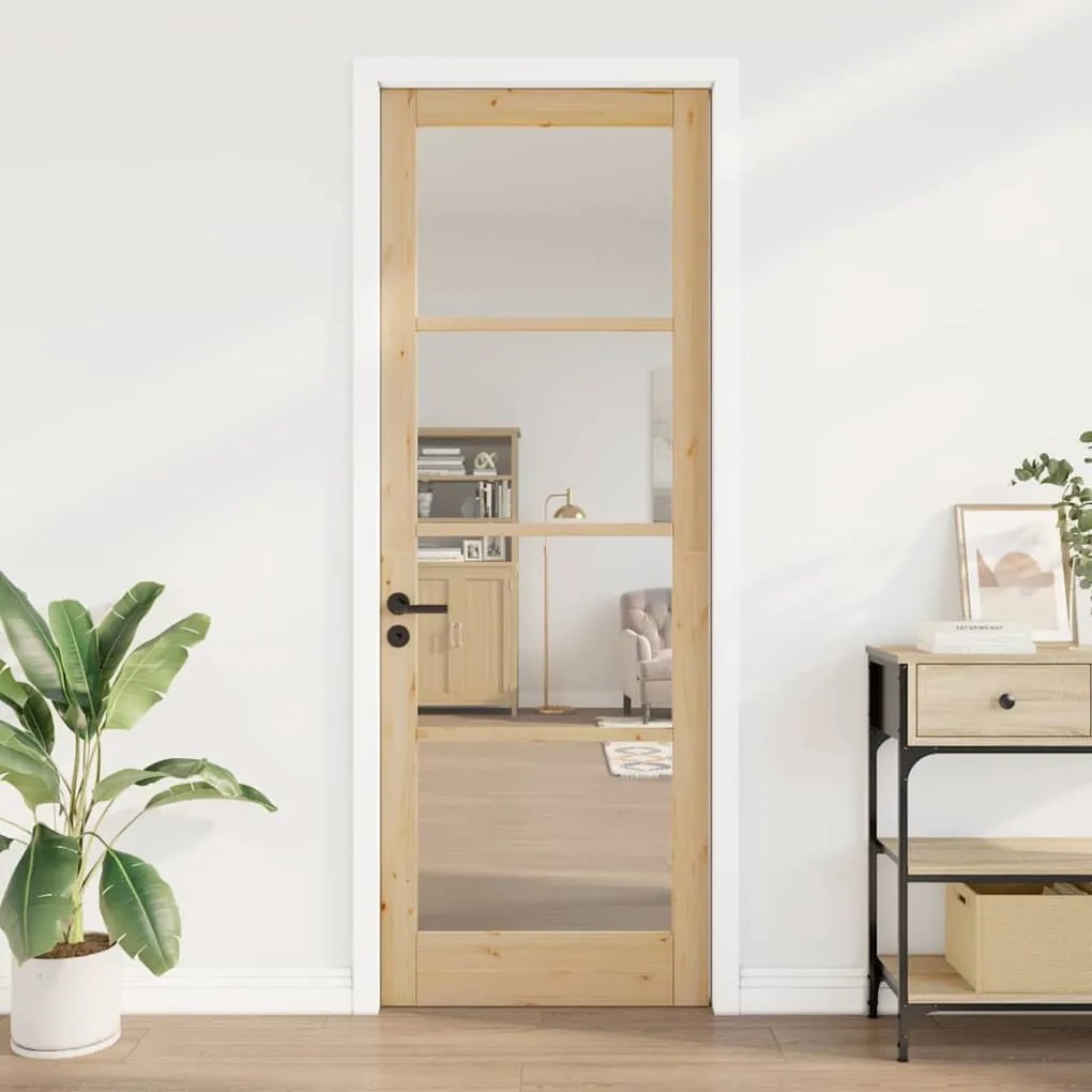 porta interna com vidro "ORKDAL" 83x232x4 cm de madeira sólida de pinh