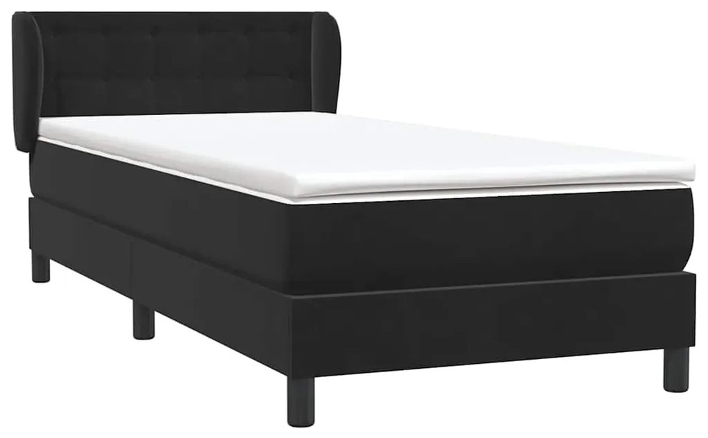 Cama box spring com colchão 90x210 cm veludo preto