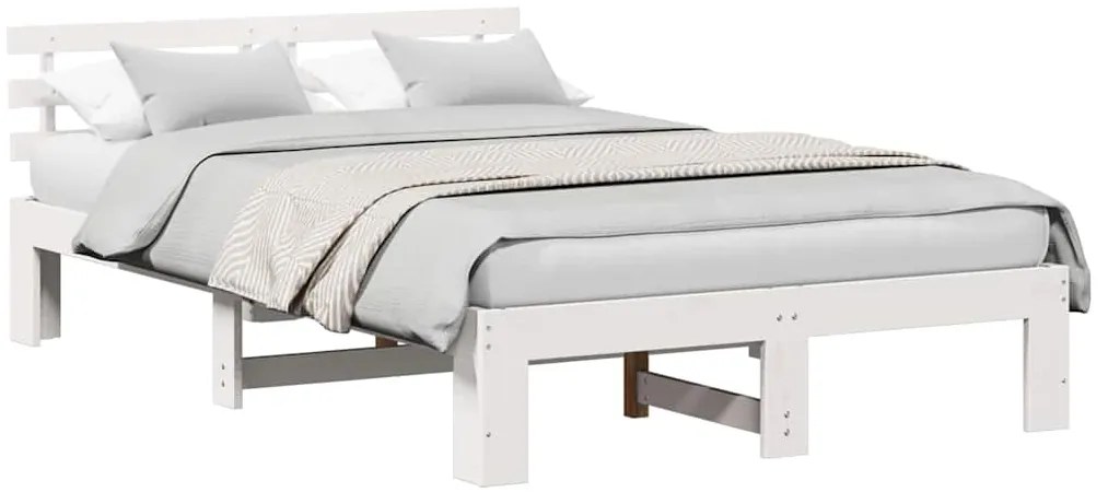 Estrutura de Cama de Madeira de Pinho Branca Madeira de Pinho Sólido