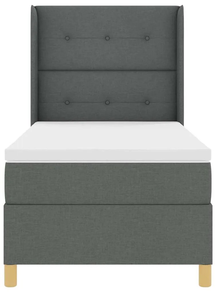 Cama Box com Colchão e LED vidaXL Cinza Escuro 90x200 cm Tecido