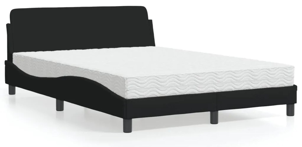 vidaXL Cama com colchão Dover 140x200 cm tecido preto