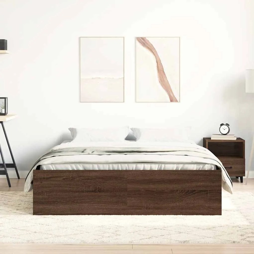 Estrutura de cama king 150x200 cm carvalho castanho
