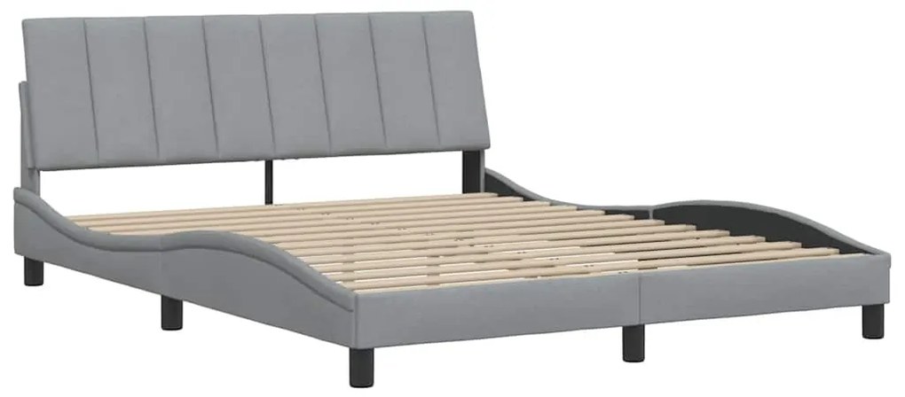 Estrutura de cama sem colchão 160x200 cm tecido cinzento-claro