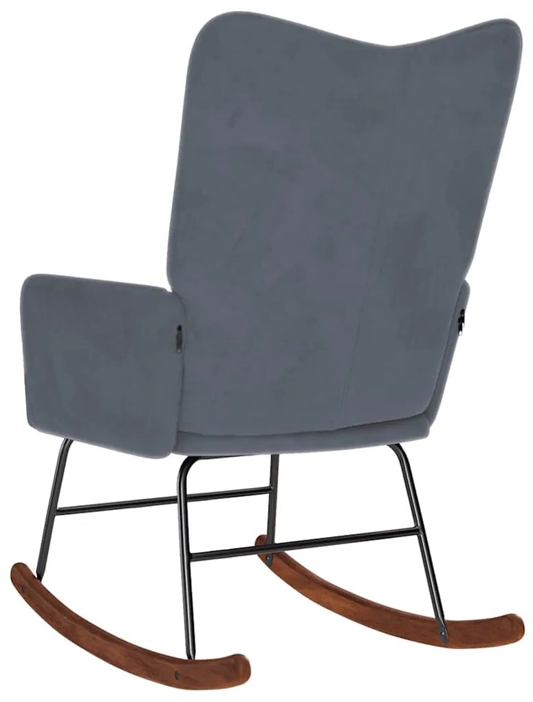 Cadeira de baloiço veludo cinzento-escuro