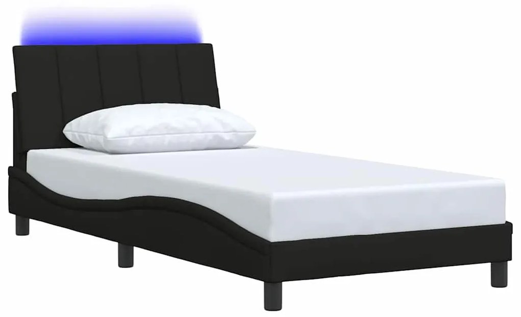 Estrutura de cama sem colchão 100x200 cm tecido preto