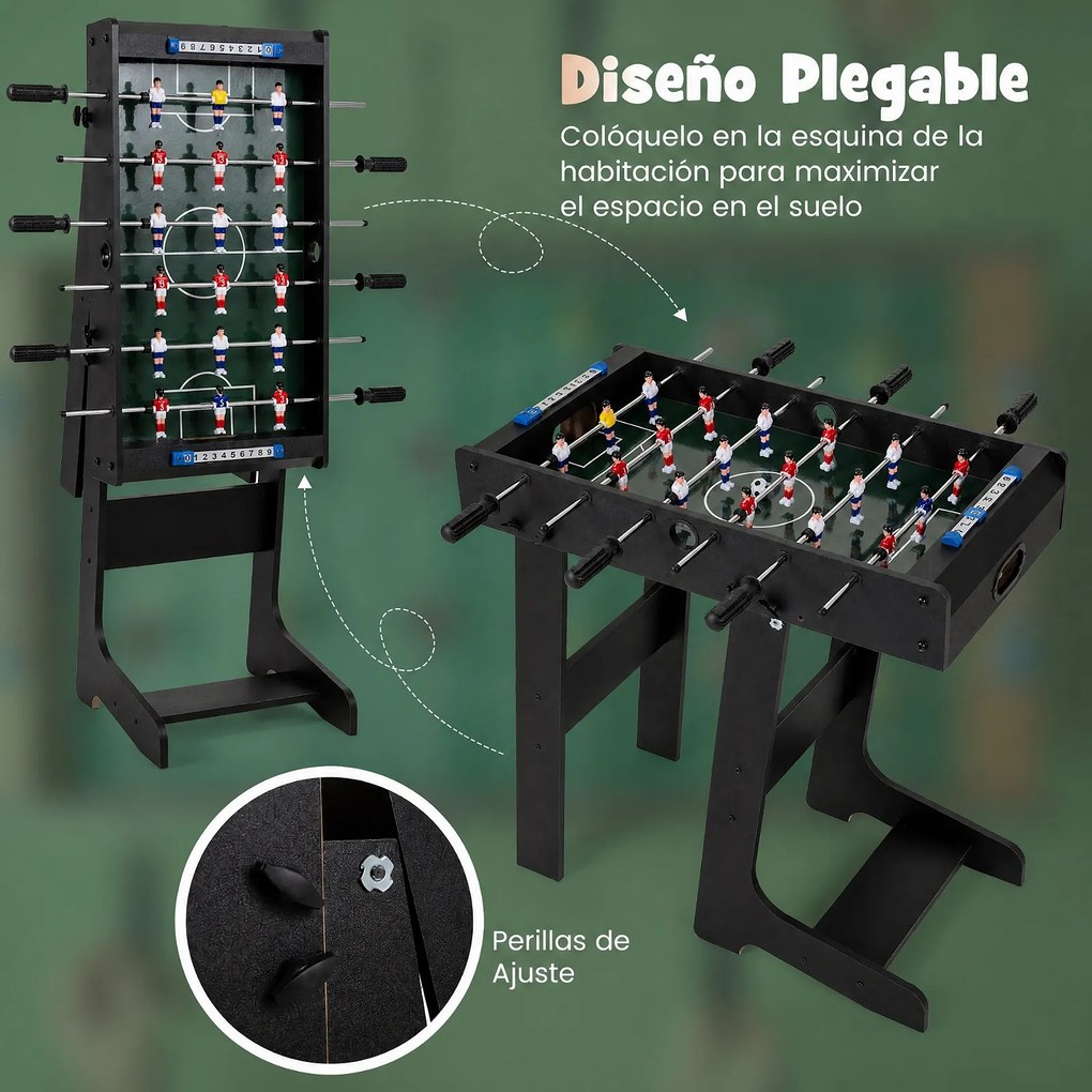 Mesa de Matraquilhos Dobrável, 69 x 36 x 71 cm, Design Compacto, Preto
