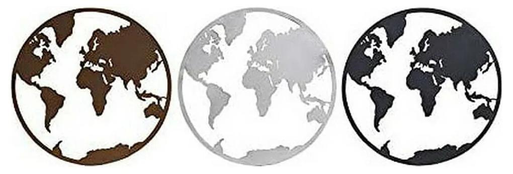 Figura Decorativa DKD Home Decor Mapa do Mundo Metal (3 pcs) (40 x 1 x 40 cm)