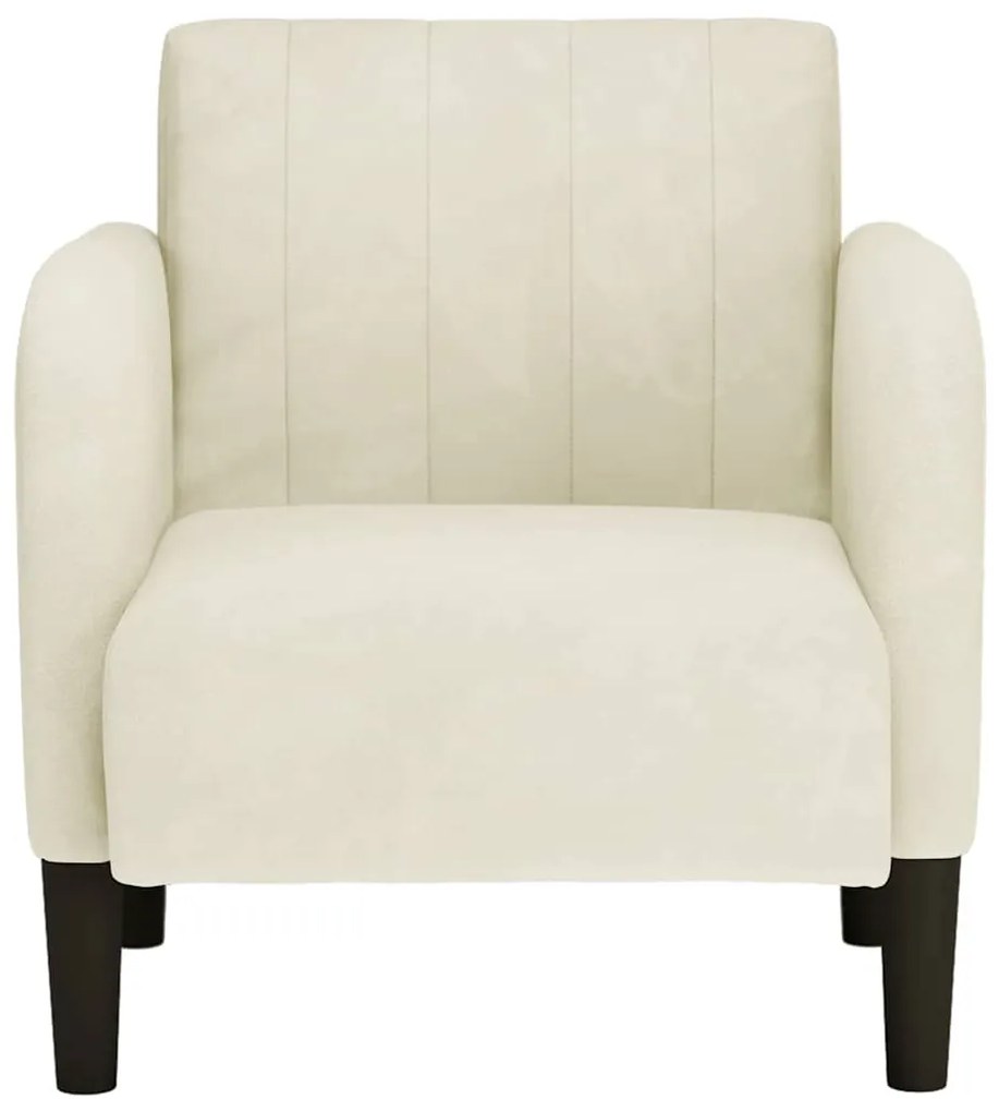 Poltrona com apoio de braços 54 cm veludo creme