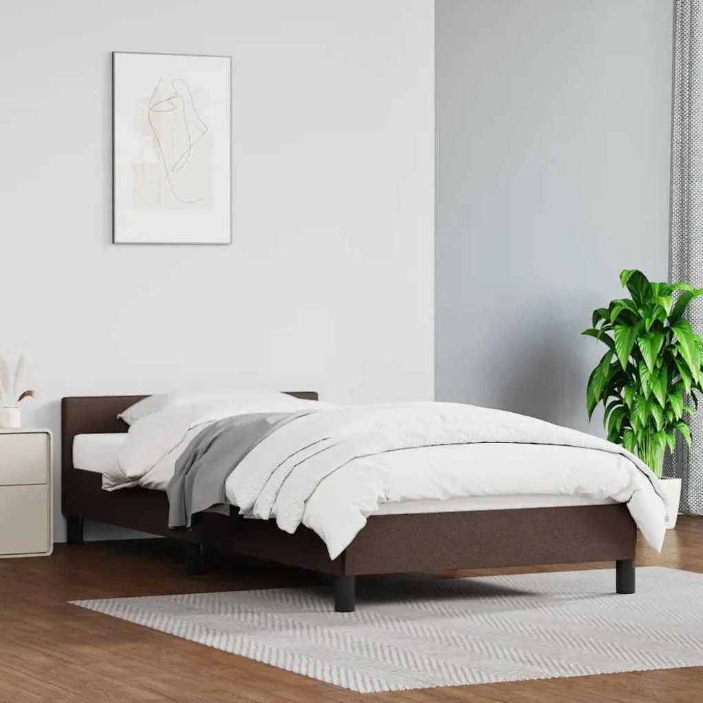 vidaXL Estrutura de cama c/ cabeceira sem colchão 90x190 cm castanho