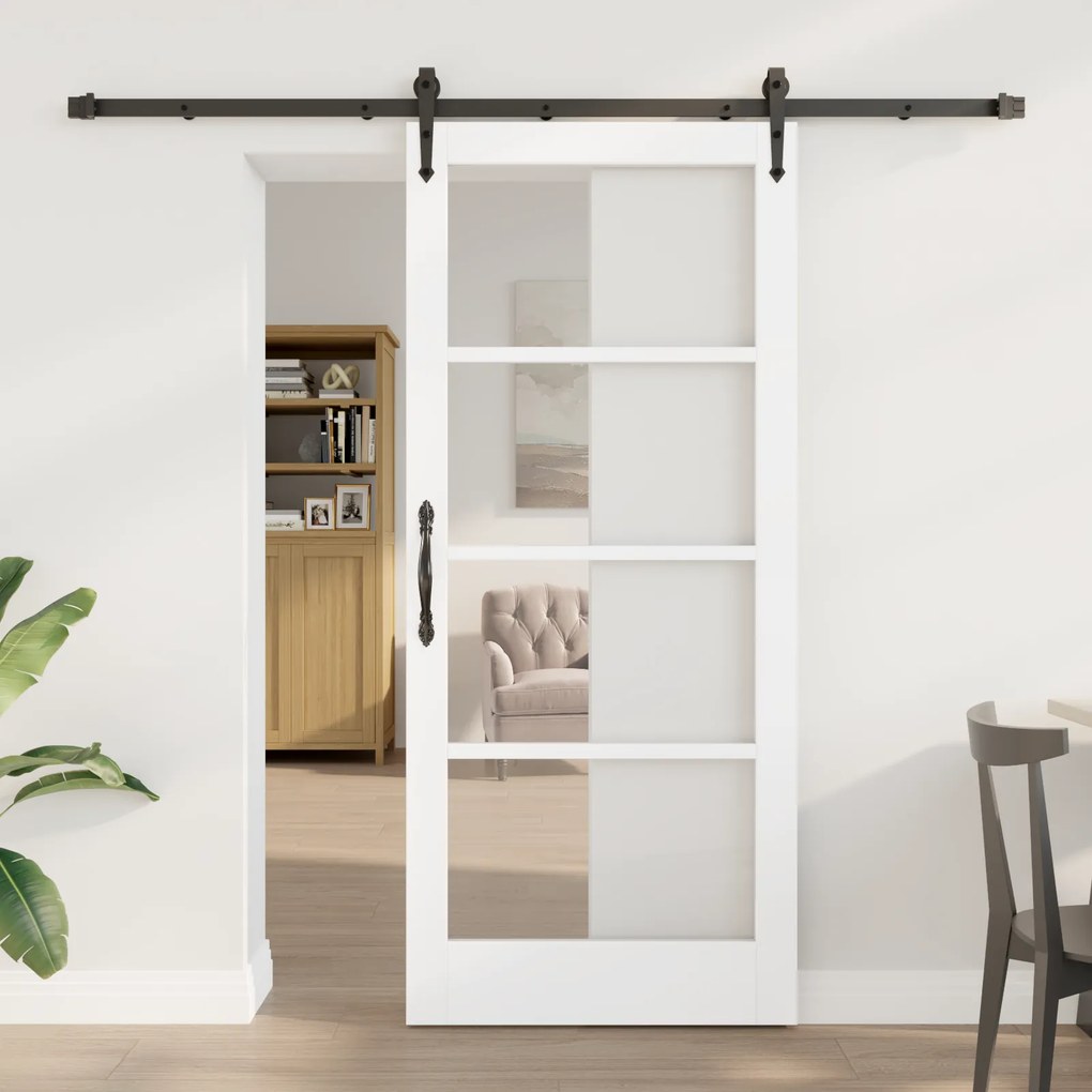 Porta Deslizante vidaXL com Conjunto de Ferragens 'ORKDAL'Branca 78x202 cm