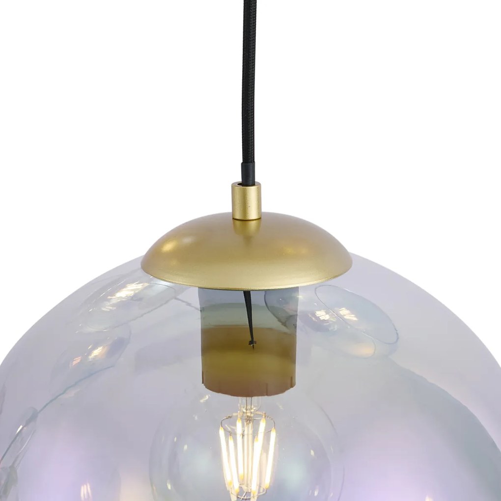 Candeeiro suspenso Art Deco dourado com vidro arco-íris 7 luzes - Sandra Art Deco