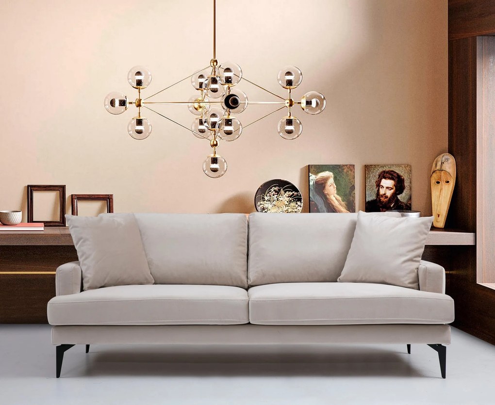 Sofá de 3 Lugares Papira – Bege – 205 x 90 x 88 cm