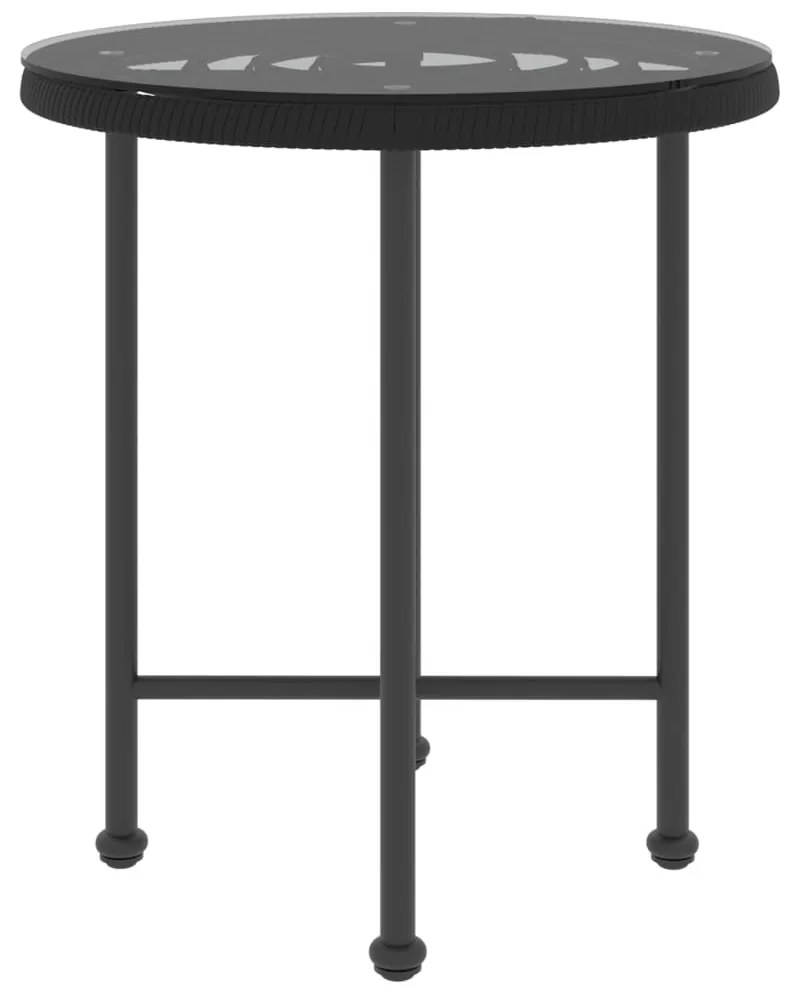 Mesa de jantar Ø50 cm   vidro temperado e aço preto