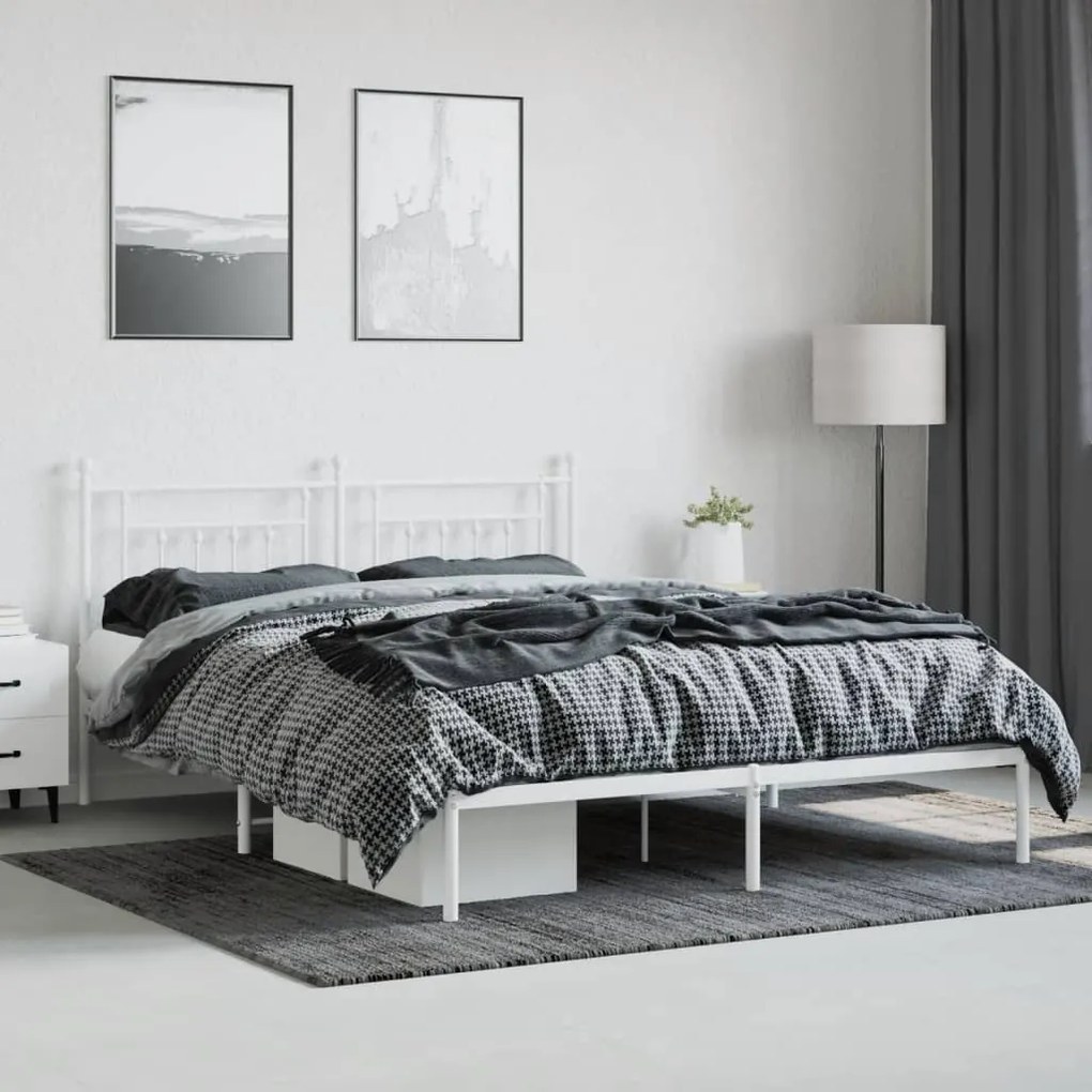 Estrutura de cama com cabeceira 183x213 cm metal branco