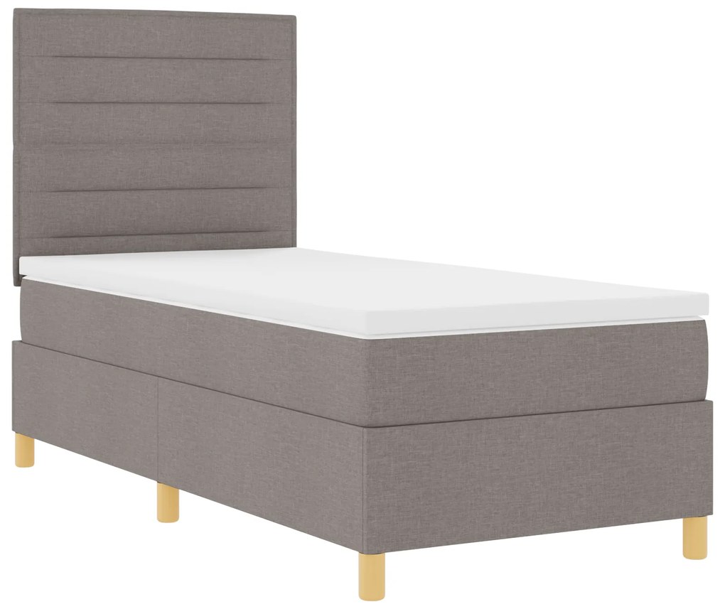 Cama Box Spring com Colchão Taupe 80x200 cm Tecido
