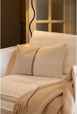 Coussin Rectangulaire 40x60 Cm En Coton Louisa Preto - Crema Linho - Sklum