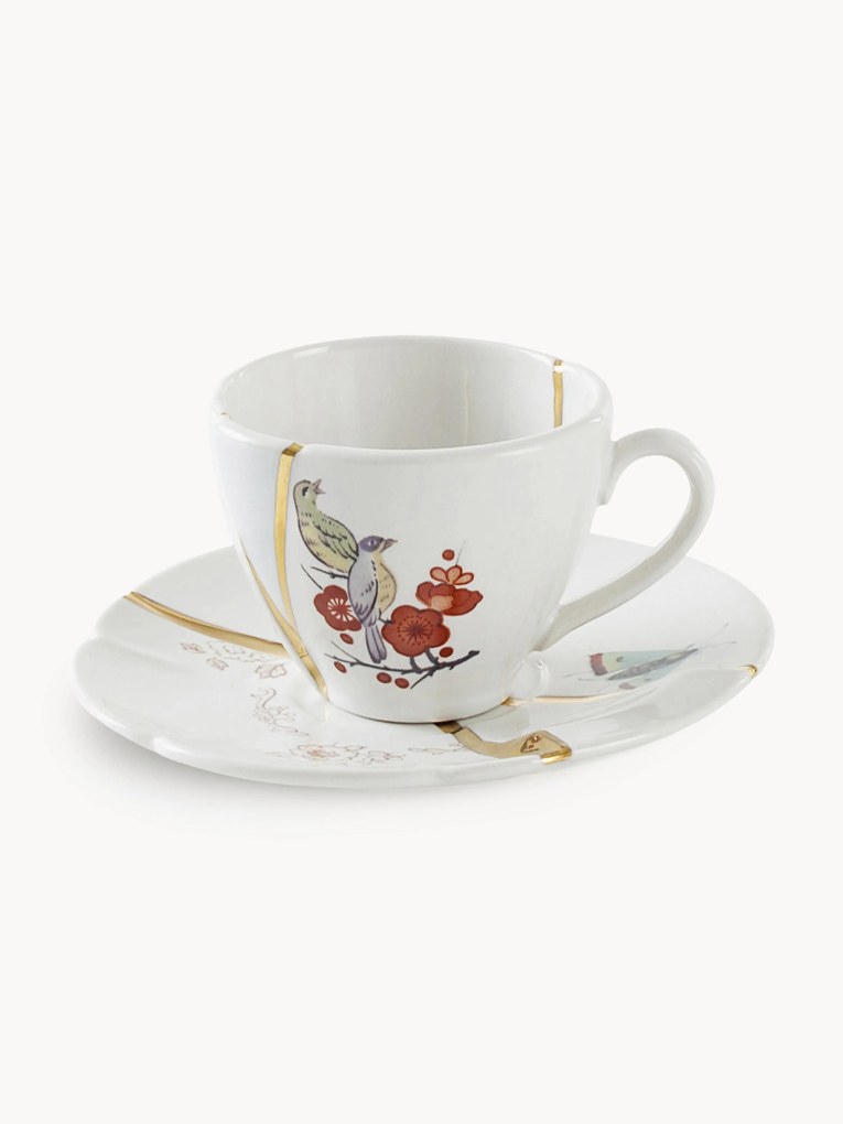 Chávena de café com pires do designer Kintsugi