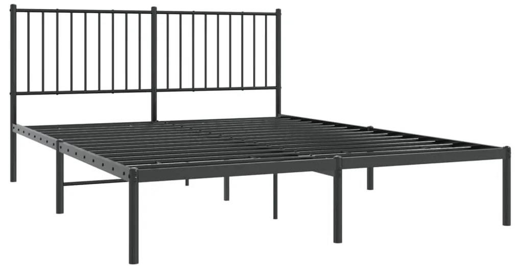 Estrutura de cama com cabeceira 160x200 cm metal preto