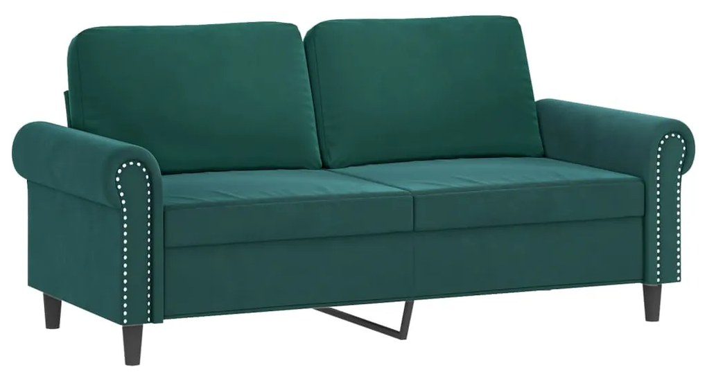 2 pcs conjunto de sofás com almofadões veludo verde-escuro