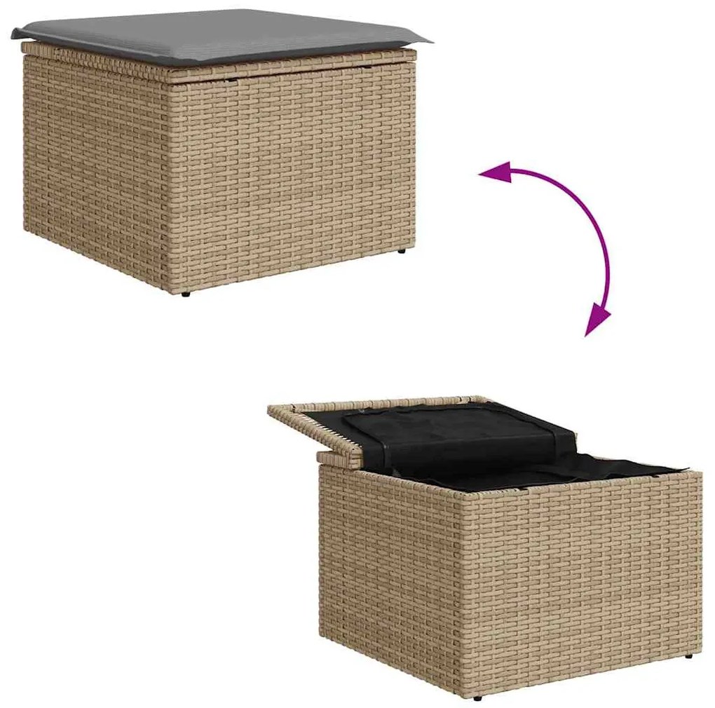 Conjunto de Sofá de Jardim em 4 Peças com Almofadas Beijas em Rattan S
