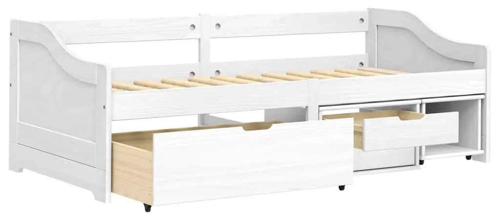 Sofá-cama com 3 gavetas 90x200 cm madeira de pinho maciça IRUN